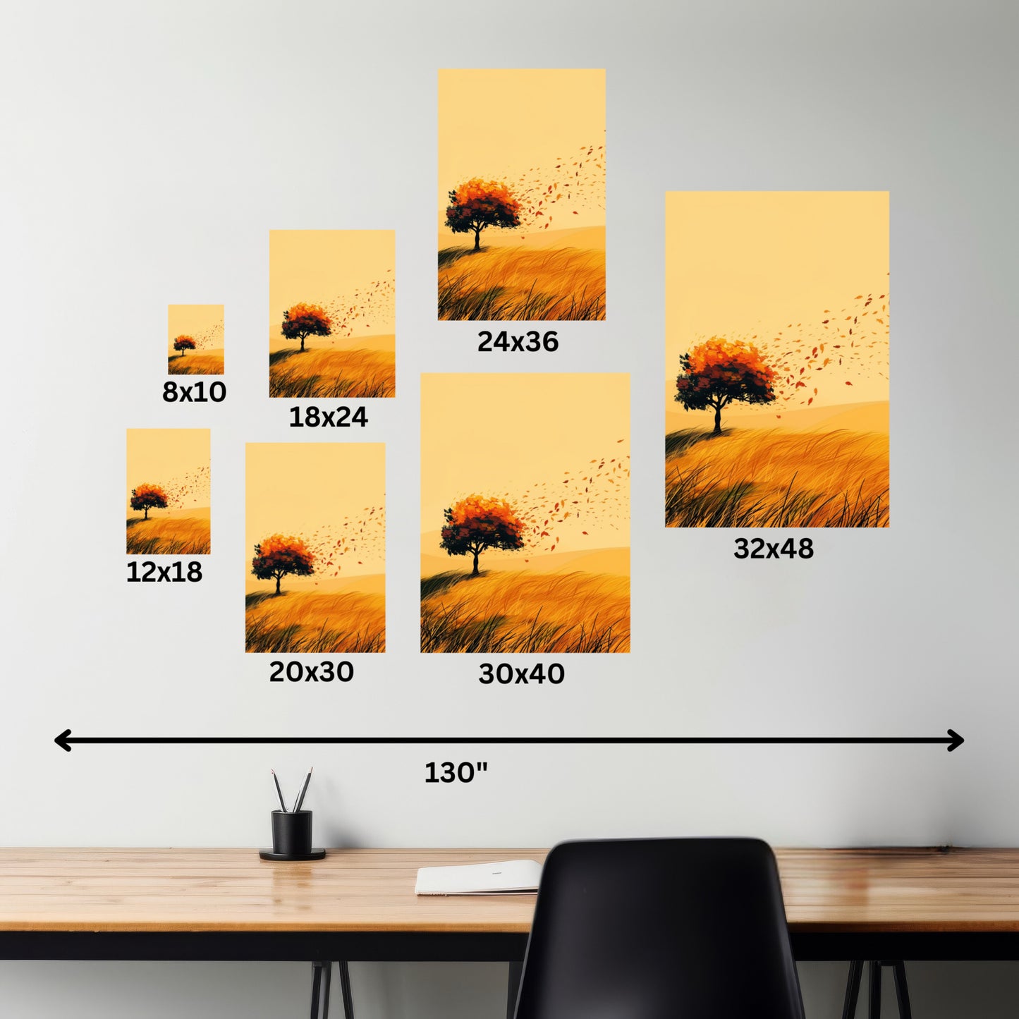 Tree in a Golden Sunset Digital Illustration Canvas Gallery Wraps