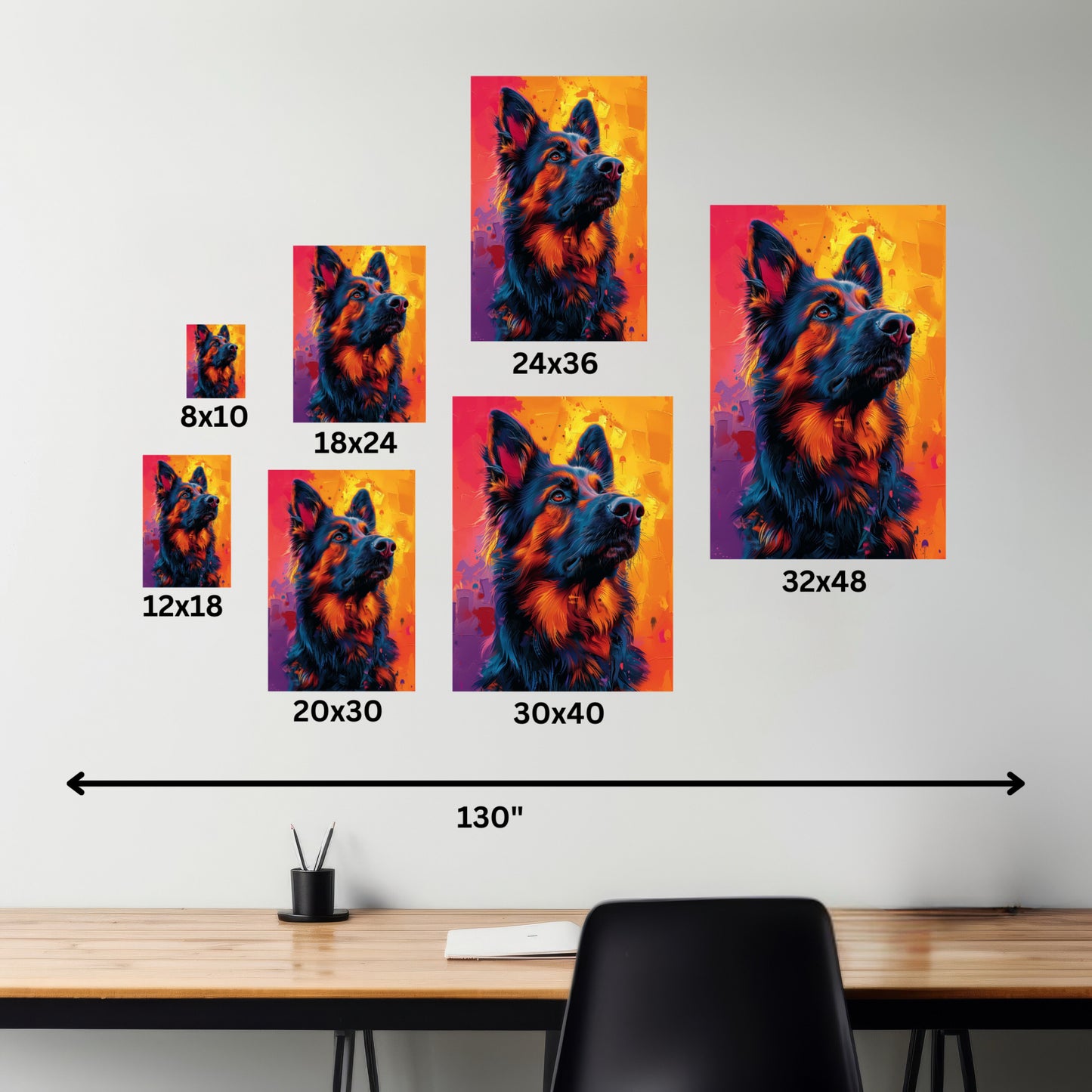 German Shepherd - Abstract Illustration Canvas Gallery Wraps