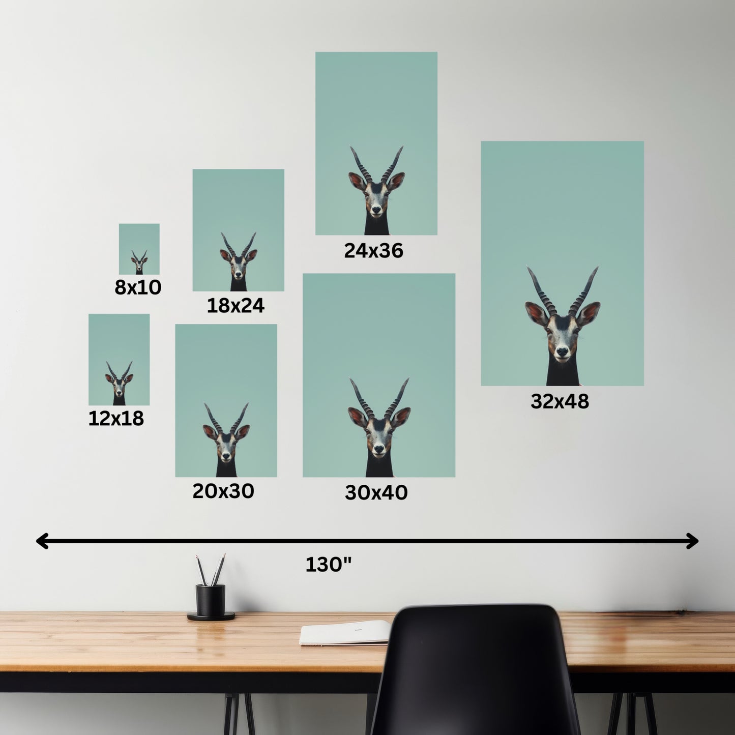 Antelope with Antlers Digital Illustration Canvas Gallery Wraps