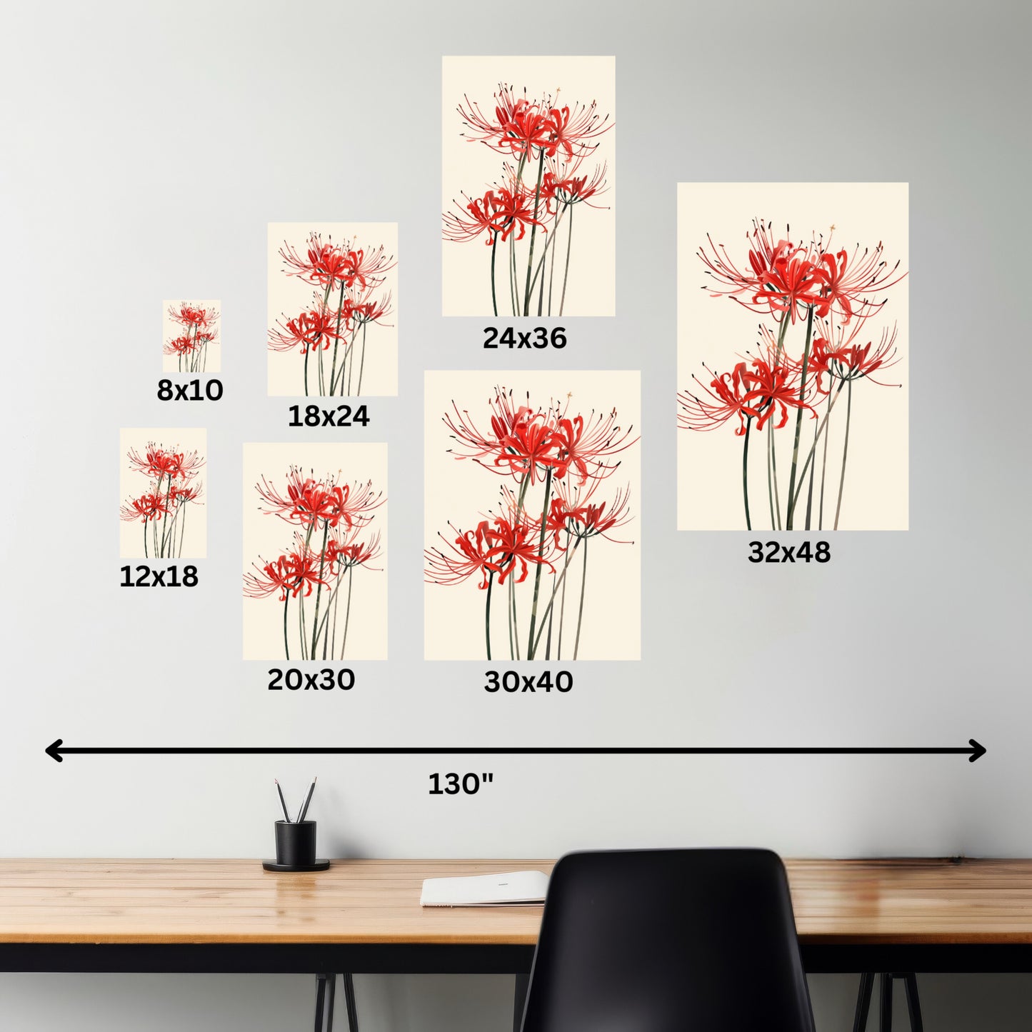 Red Spider Lily Flower Digital Illustration Canvas Gallery Wraps