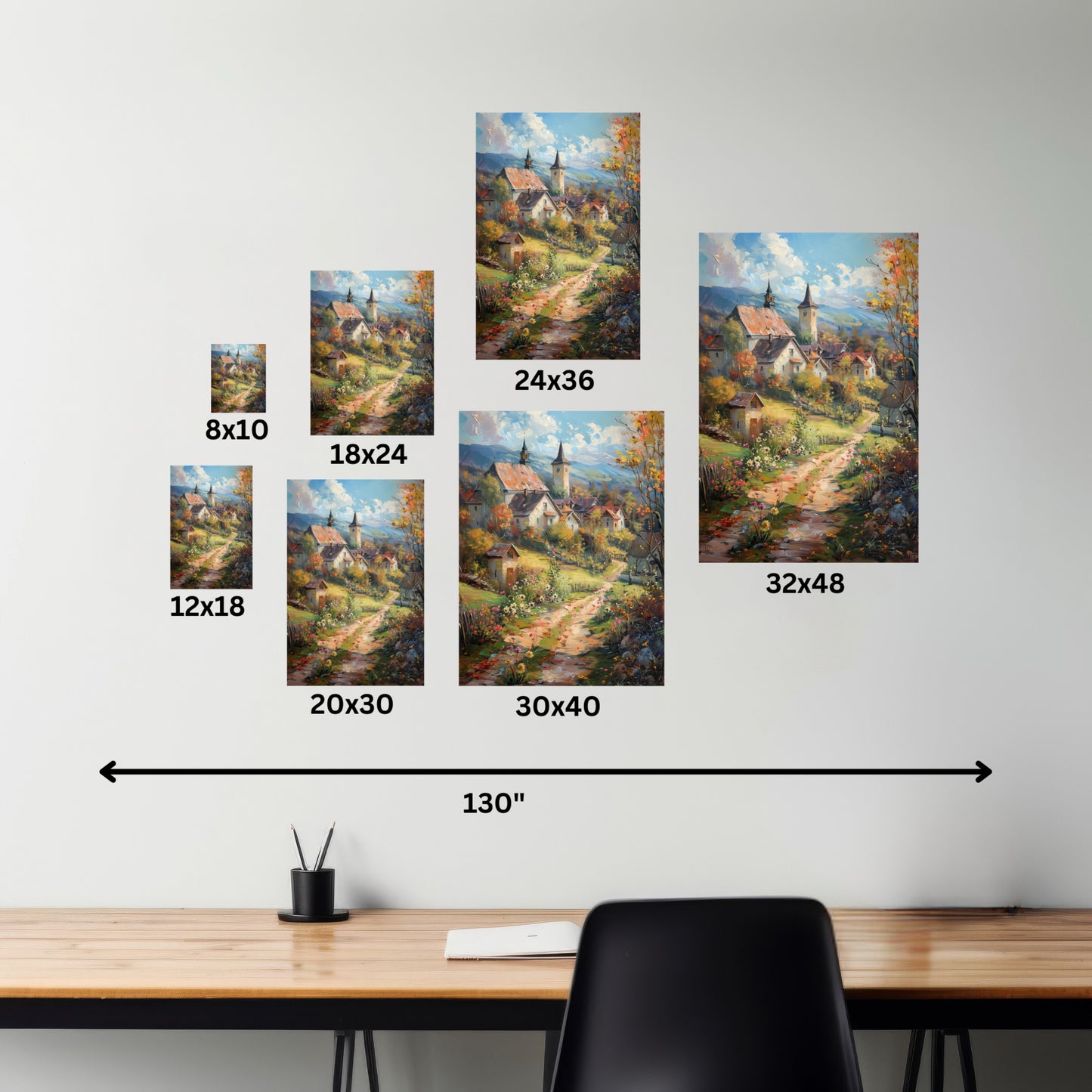 European country side in medieval times whimsical Digital Oil Painting Print Canvas Gallery Wraps