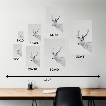 White Reindeer Digital Illustration Canvas Gallery Wraps