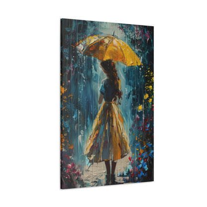 girl with an umbrella in rain - Leonid Afremov Style Digital Print Canvas Gallery Wraps