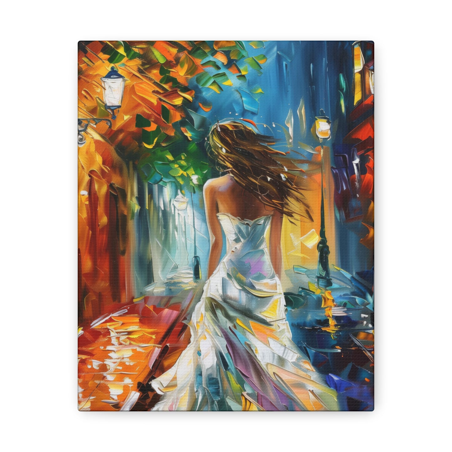 bride walking in street - Leonid Afremov Style Digital Print Canvas Gallery Wraps