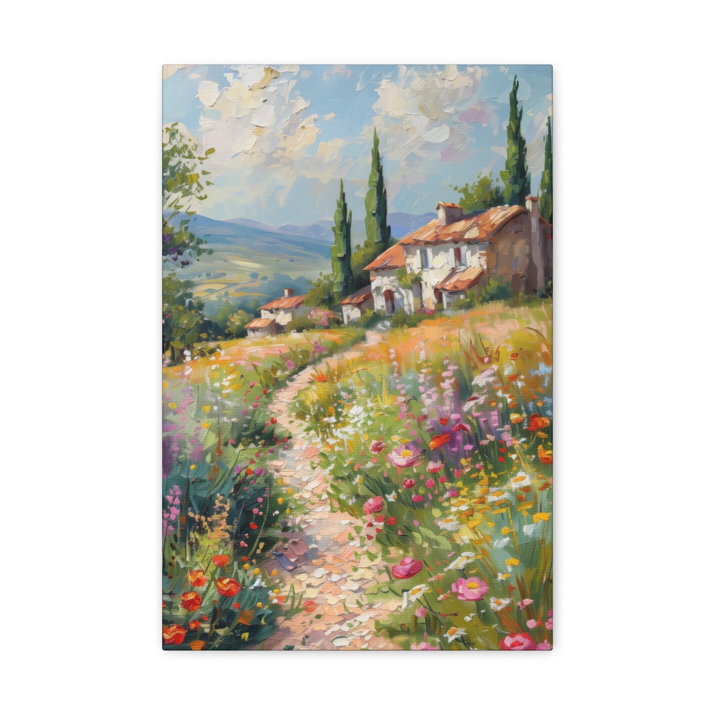 countryside house with garden in medieval times Digital Oil Painting Print Canvas Gallery Wraps