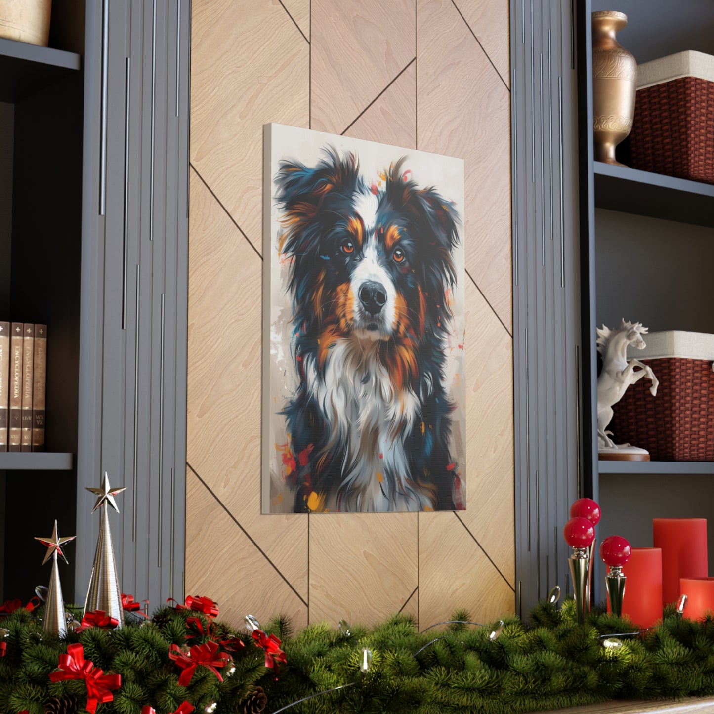 Border Collie Dog - Abstract Illustration Canvas Gallery Wraps