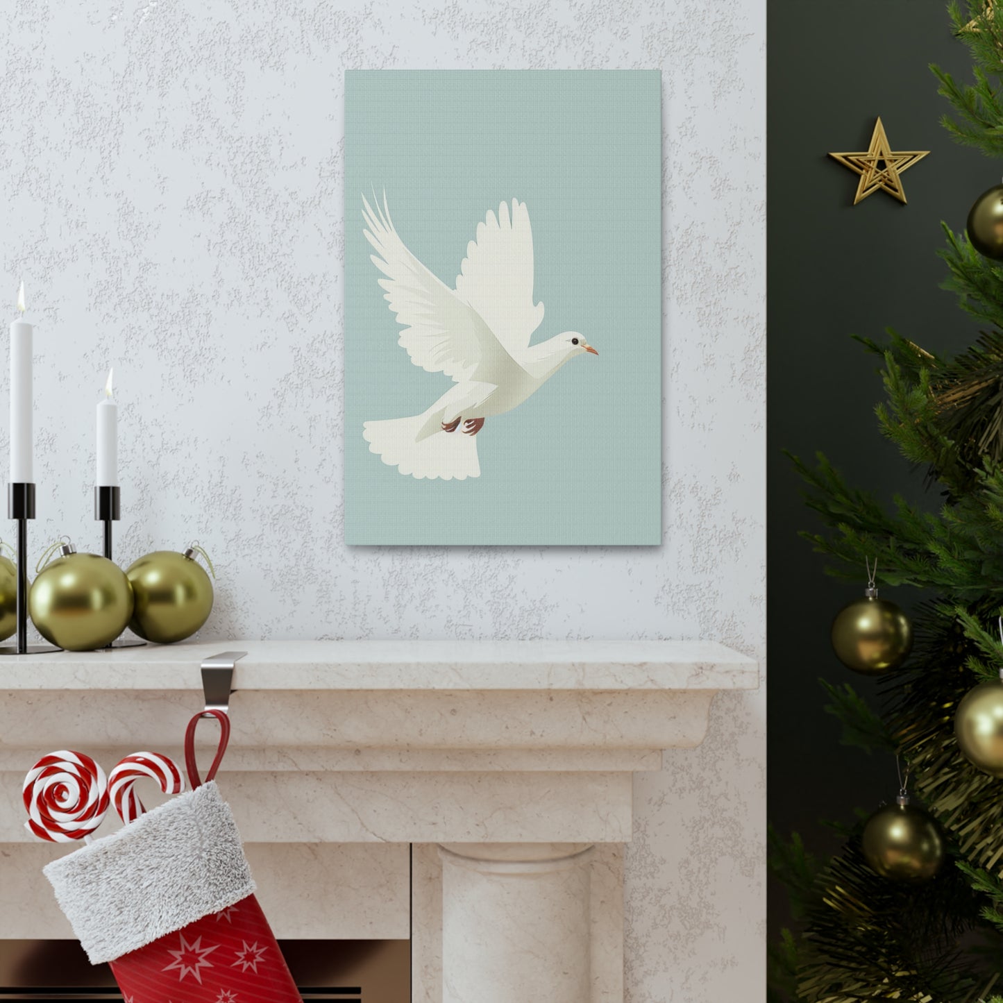 White Dove Digital Illustration Canvas Gallery Wraps