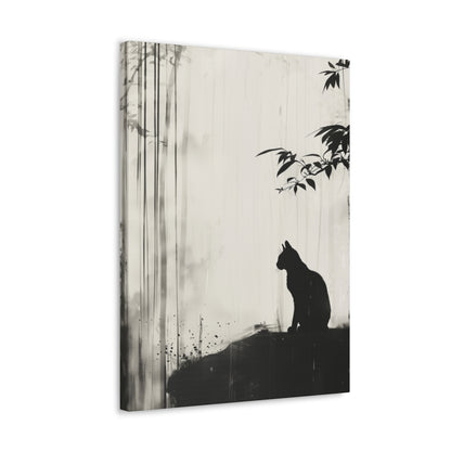 Black Cat Digital Illustration Canvas Gallery Wraps