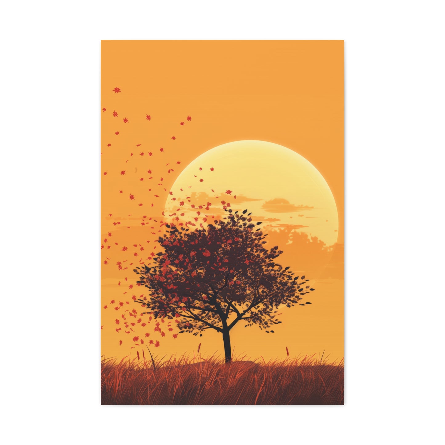 Tree in a Golden Sunset Digital Illustration Canvas Gallery Wraps