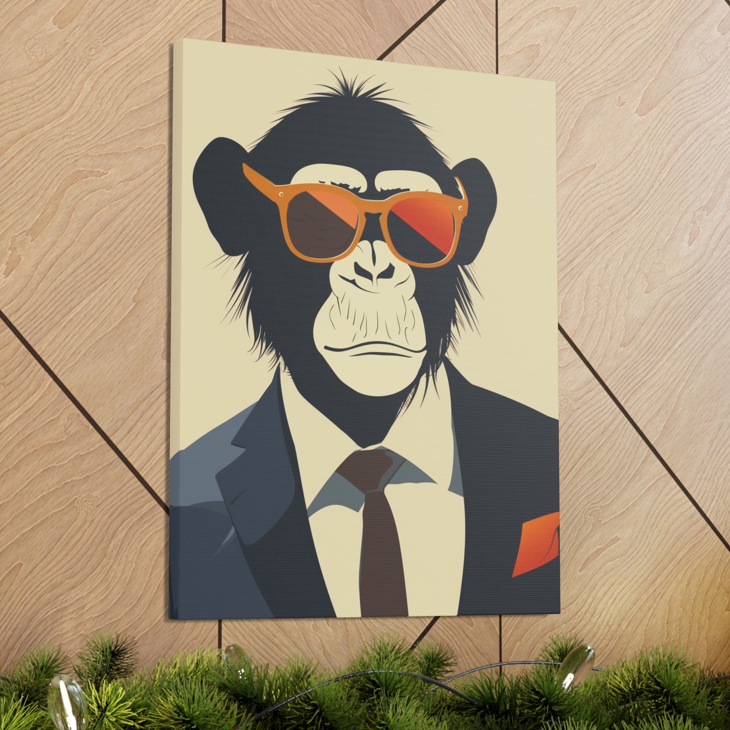 Ape Wearing Suite and Sunglasses Digital Illustration Canvas Gallery Wraps