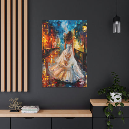 bride walking in Bridge - Leonid Afremov Style Digital Print Canvas Gallery Wraps