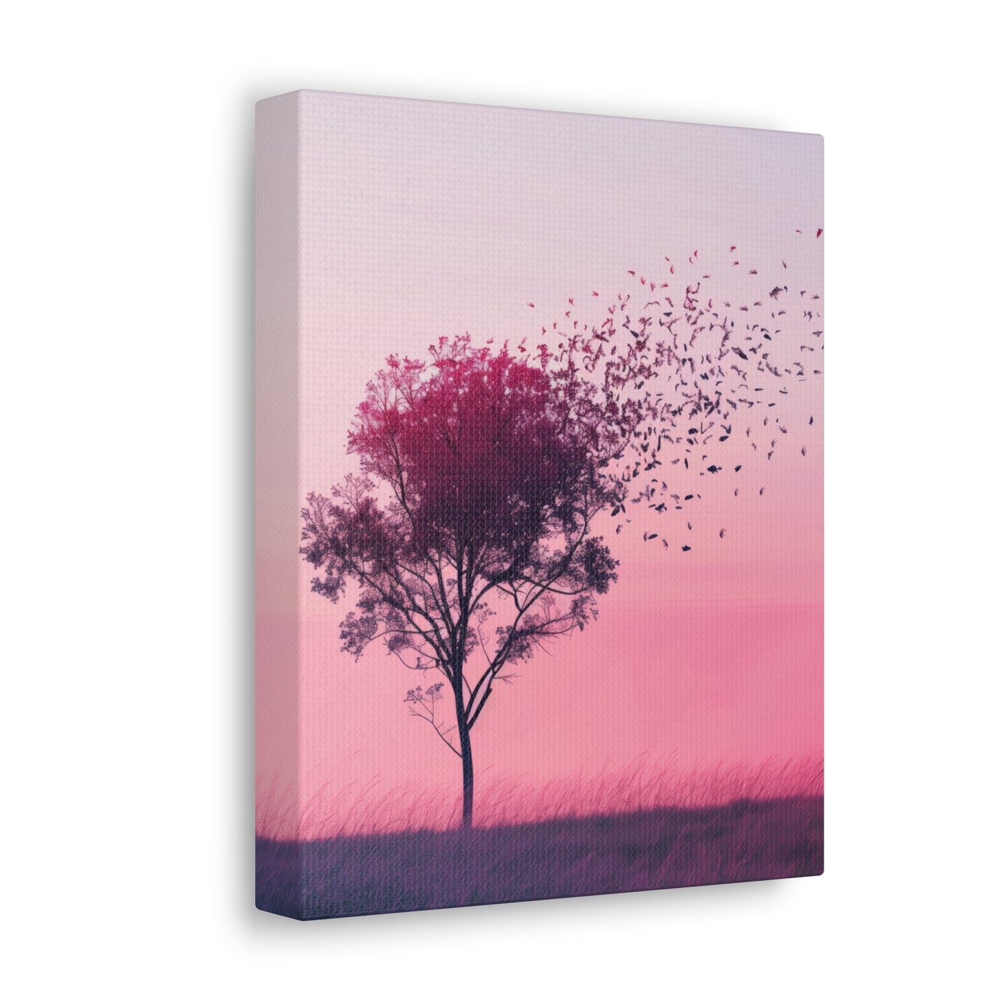 Tree in a Purple Sunset Digital Illustration Canvas Gallery Wraps