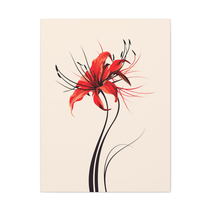 Red Spider Lily Flower Digital Illustration Canvas Gallery Wraps