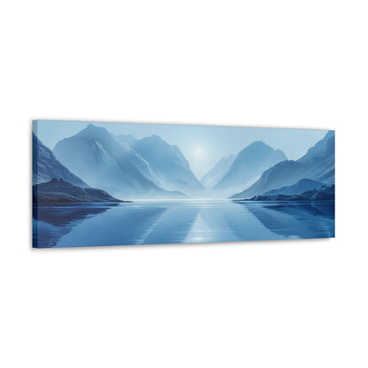 Lake Landscape with Mountains - Morning Mist Panorama Canvas Gallery Wraps