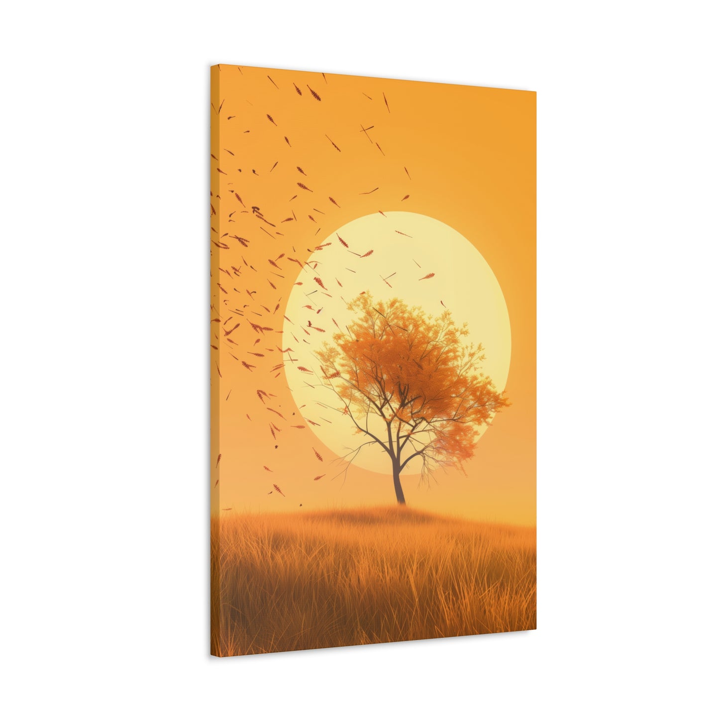 Tree in a Golden Sunset Digital Illustration Canvas Gallery Wraps