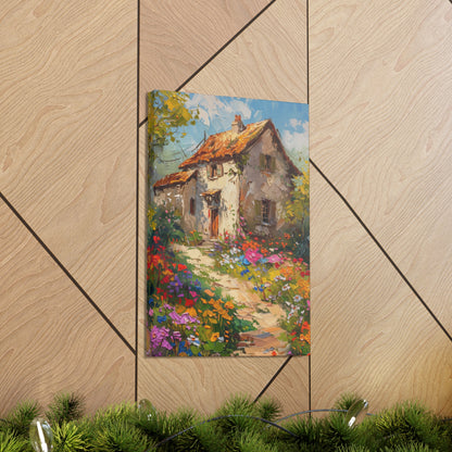 French country side whimsical old house Digital Oil Painting Print Canvas Gallery Wraps