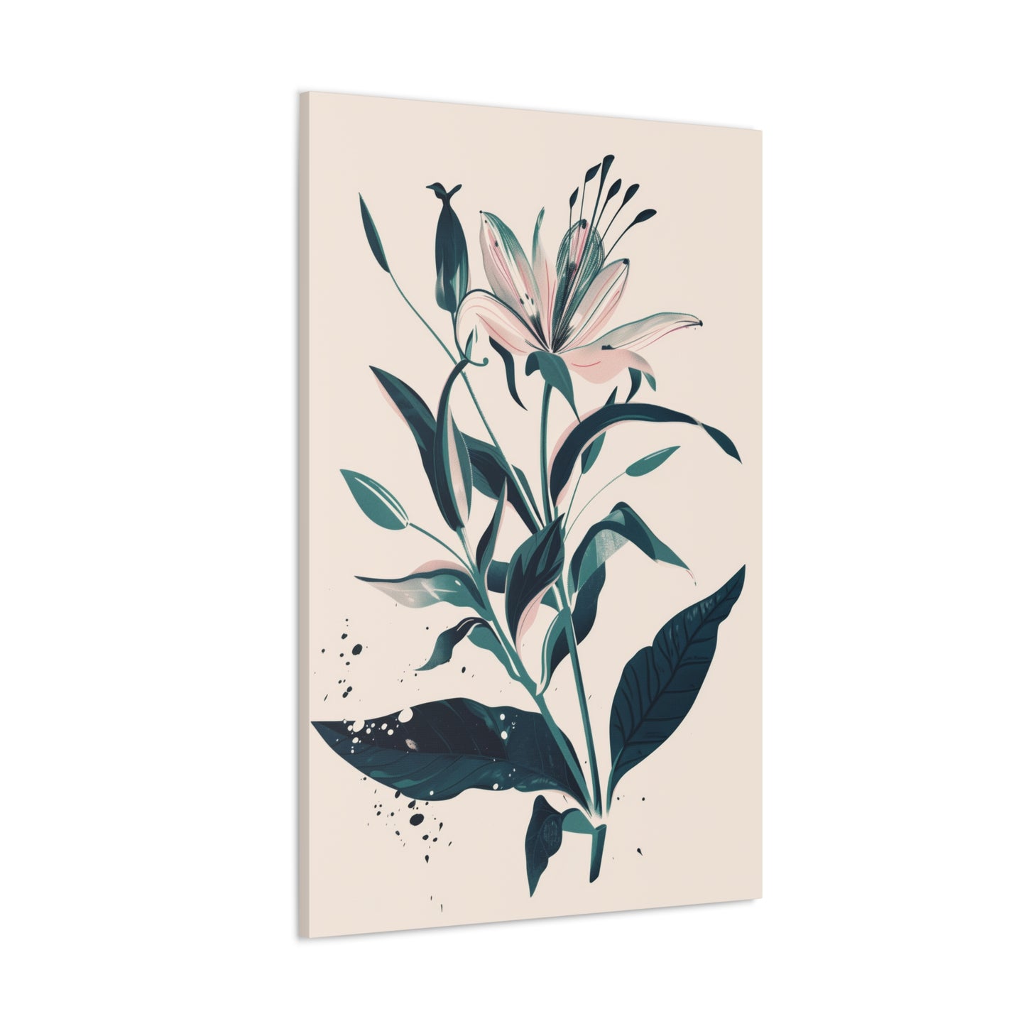 Lily Plant with Flowers - Illustration Canvas Gallery Wraps