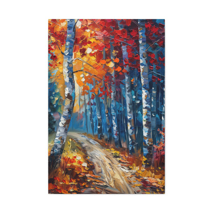 road through autumn forest - Leonid Afremov Style Digital Print Canvas Gallery Wraps