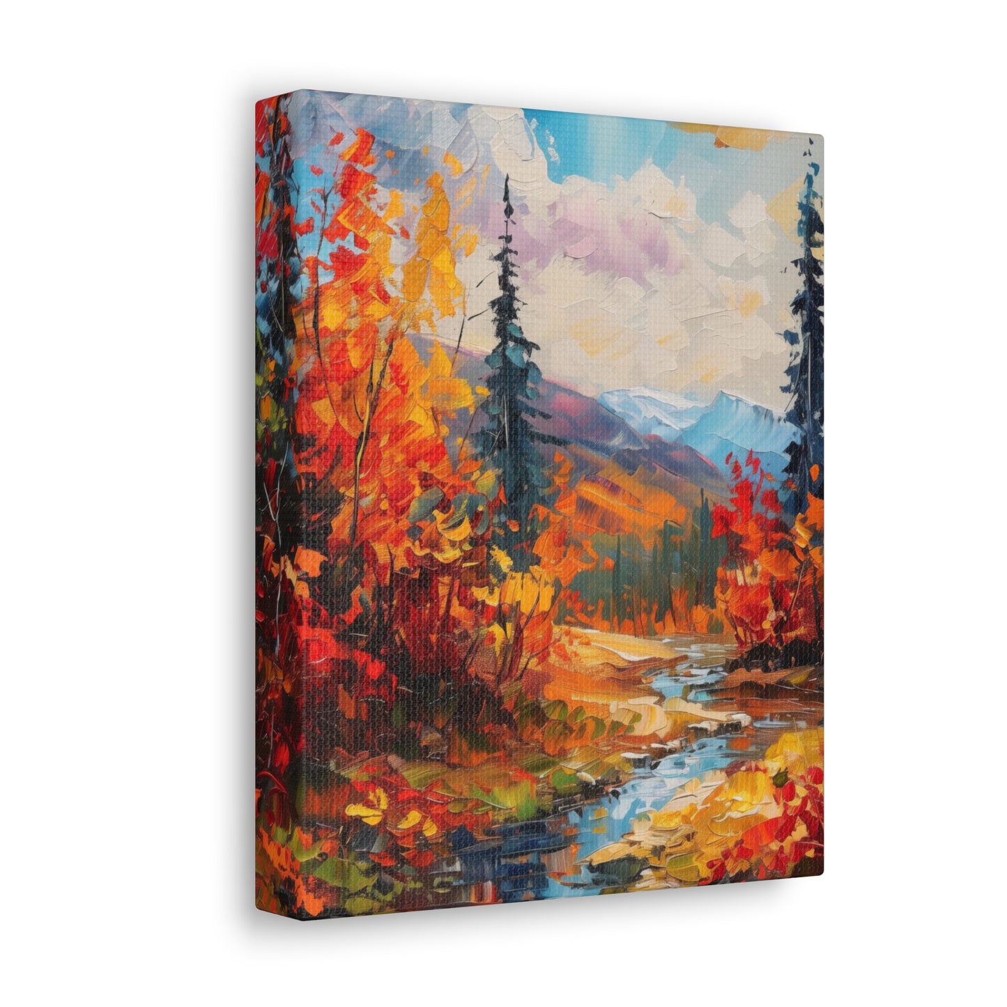 A River flows through autumn forest - Leonid Afremov Style Digital Print Canvas Gallery Wraps