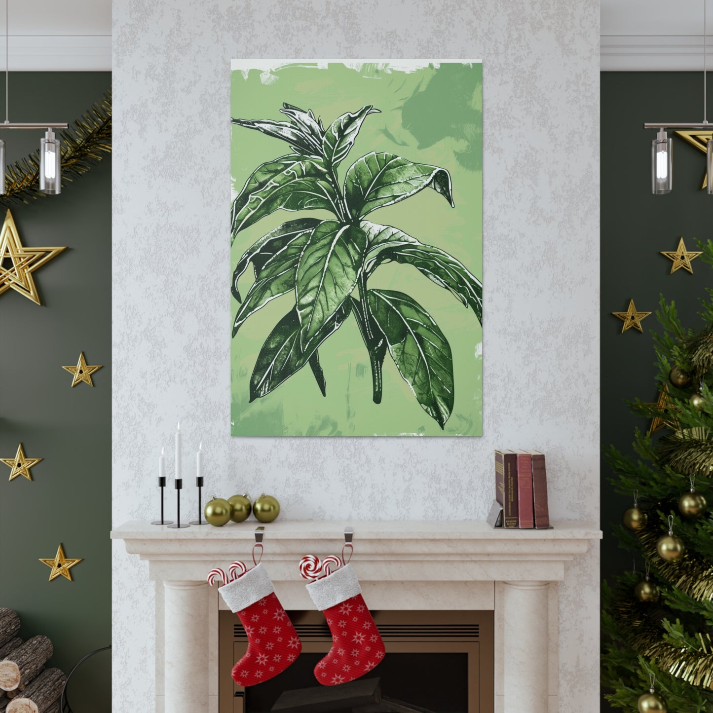 Plant Leaves Digital Illustration Canvas Gallery Wraps