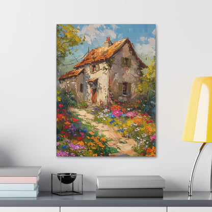 French country side whimsical old house Digital Oil Painting Print Canvas Gallery Wraps