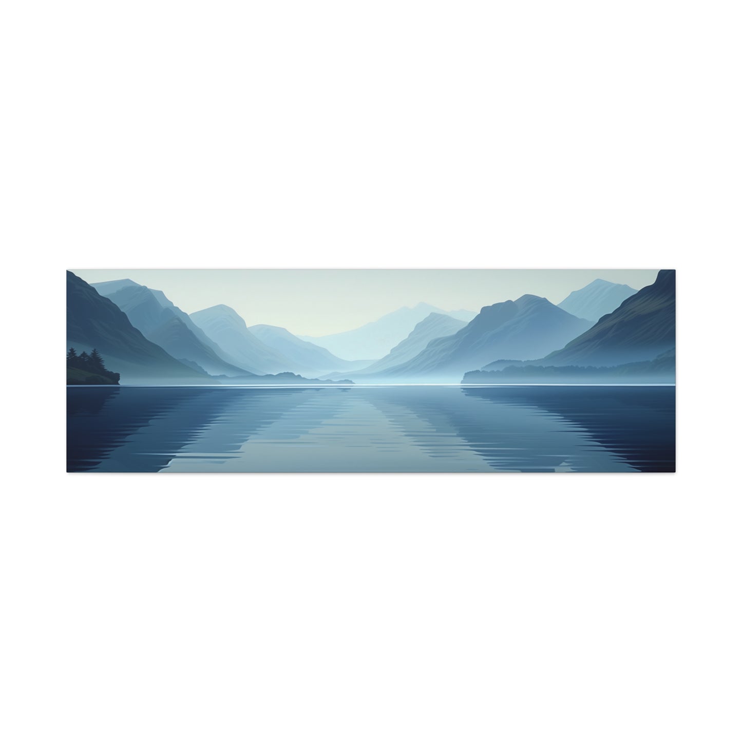 Scottish Lake Landscape - Morning Mist with Mountain Panorama Canvas Gallery Wraps