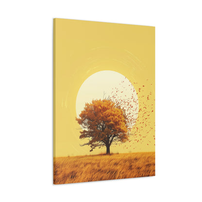 Tree in a Golden Sunset Digital Illustration Canvas Gallery Wraps