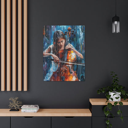 Girl Playing Guitar - Digital Oil Painting Canvas Gallery Wraps