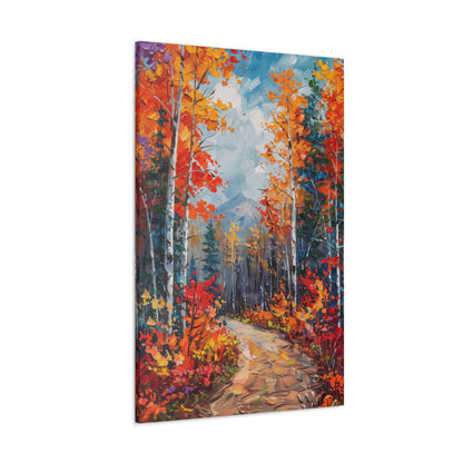 road through autumn forest - Leonid Afremov Style Digital Print Canvas Gallery Wraps