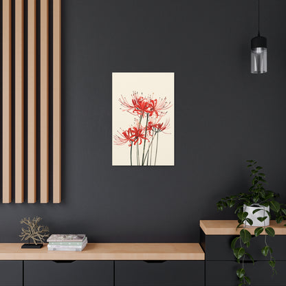 Red Spider Lily Flower Digital Illustration Canvas Gallery Wraps