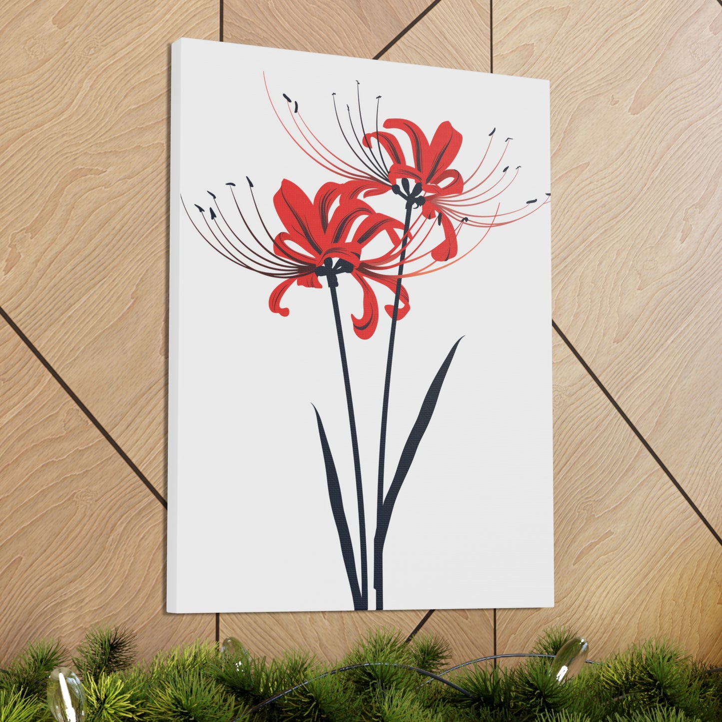 Red Spider Lily Flower Digital Illustration Canvas Gallery Wraps