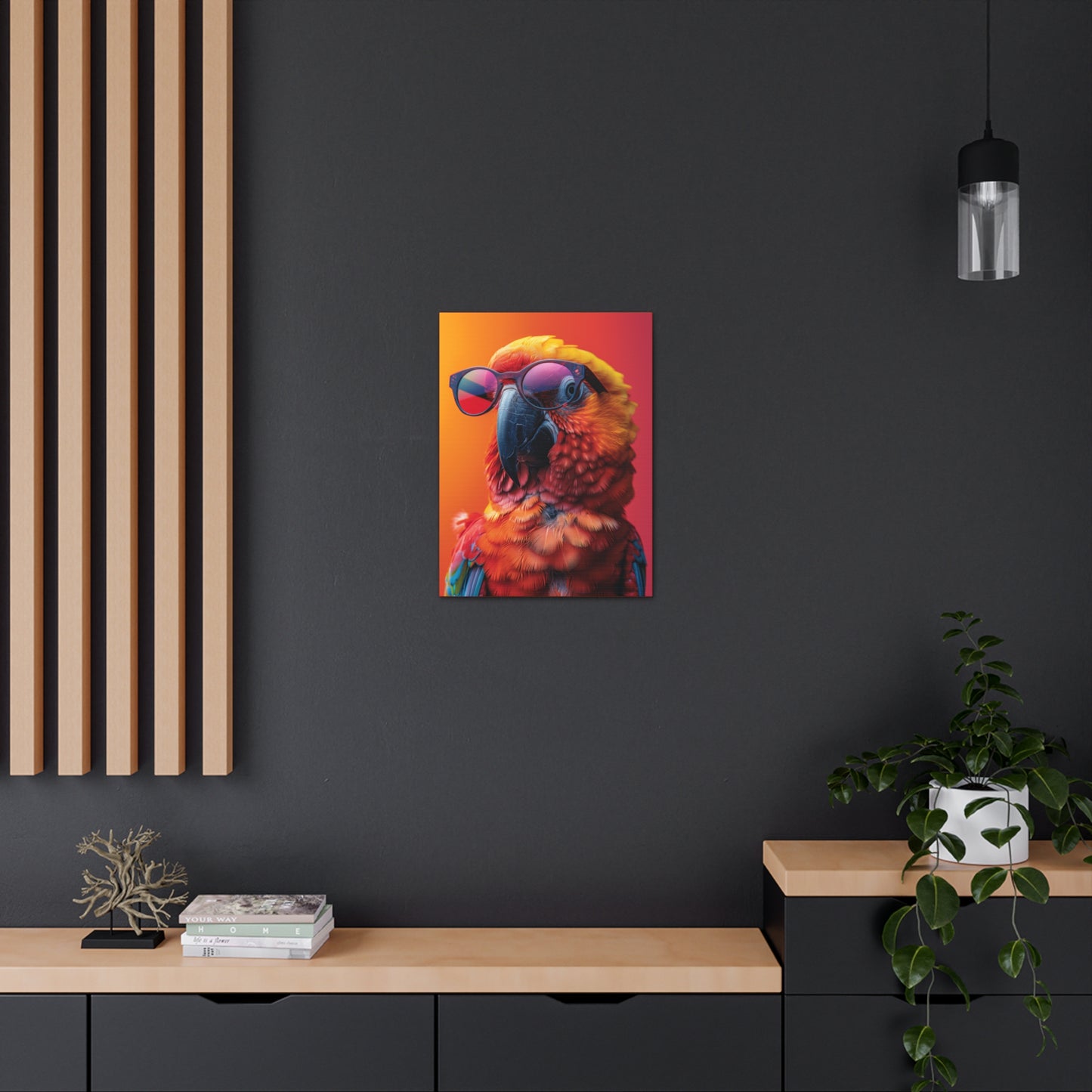 Parrot Wearing Sunglasses - Illustration Canvas Gallery Wraps