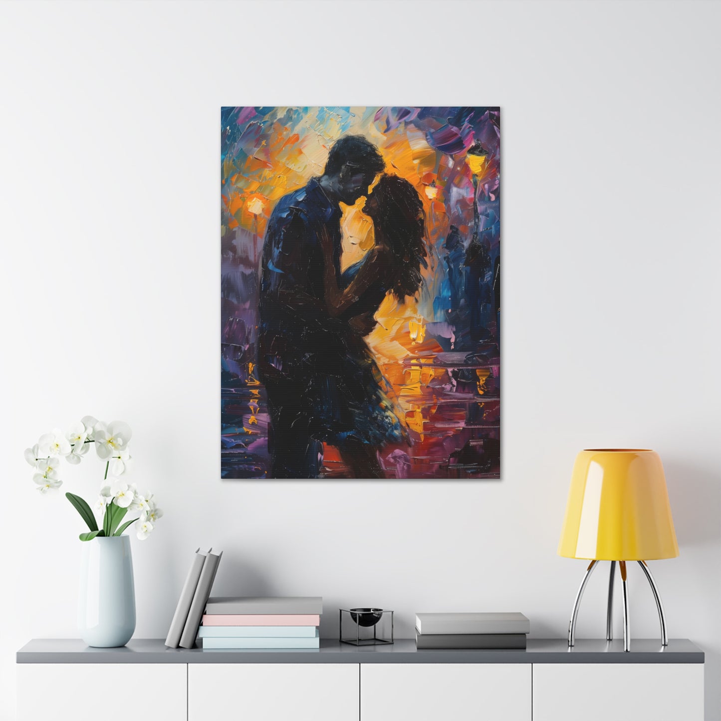 Couple - Leonid Afremov Style Digital Oil Painting Canvas Gallery Wraps