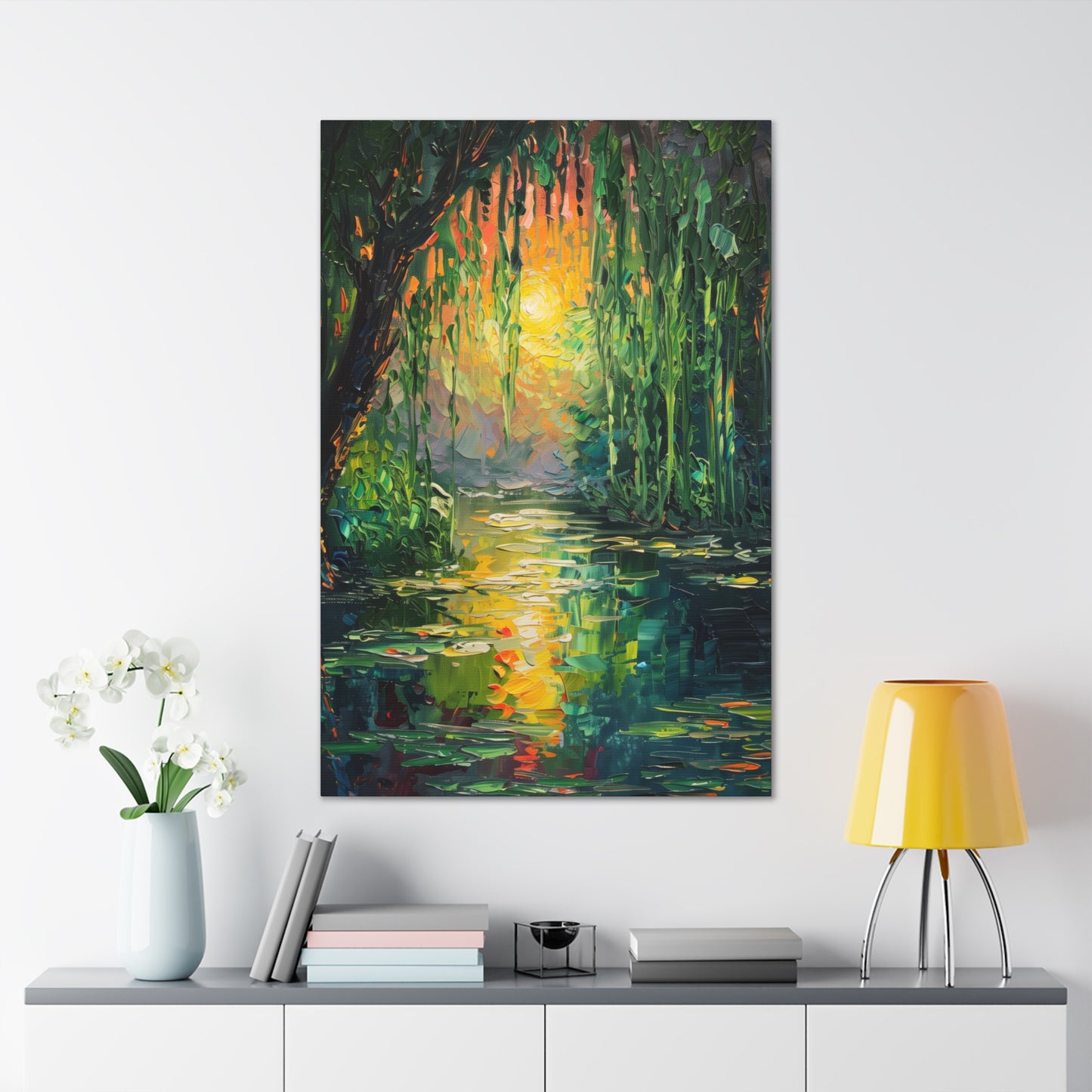 Lake in a Forest - Claude Monet Style Digital Print Canvas Gallery Wraps