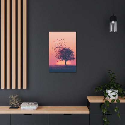 Tree in a Golden Sunset Digital Illustration Canvas Gallery Wraps