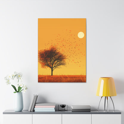 Tree in a Golden Sunset Digital Illustration Canvas Gallery Wraps