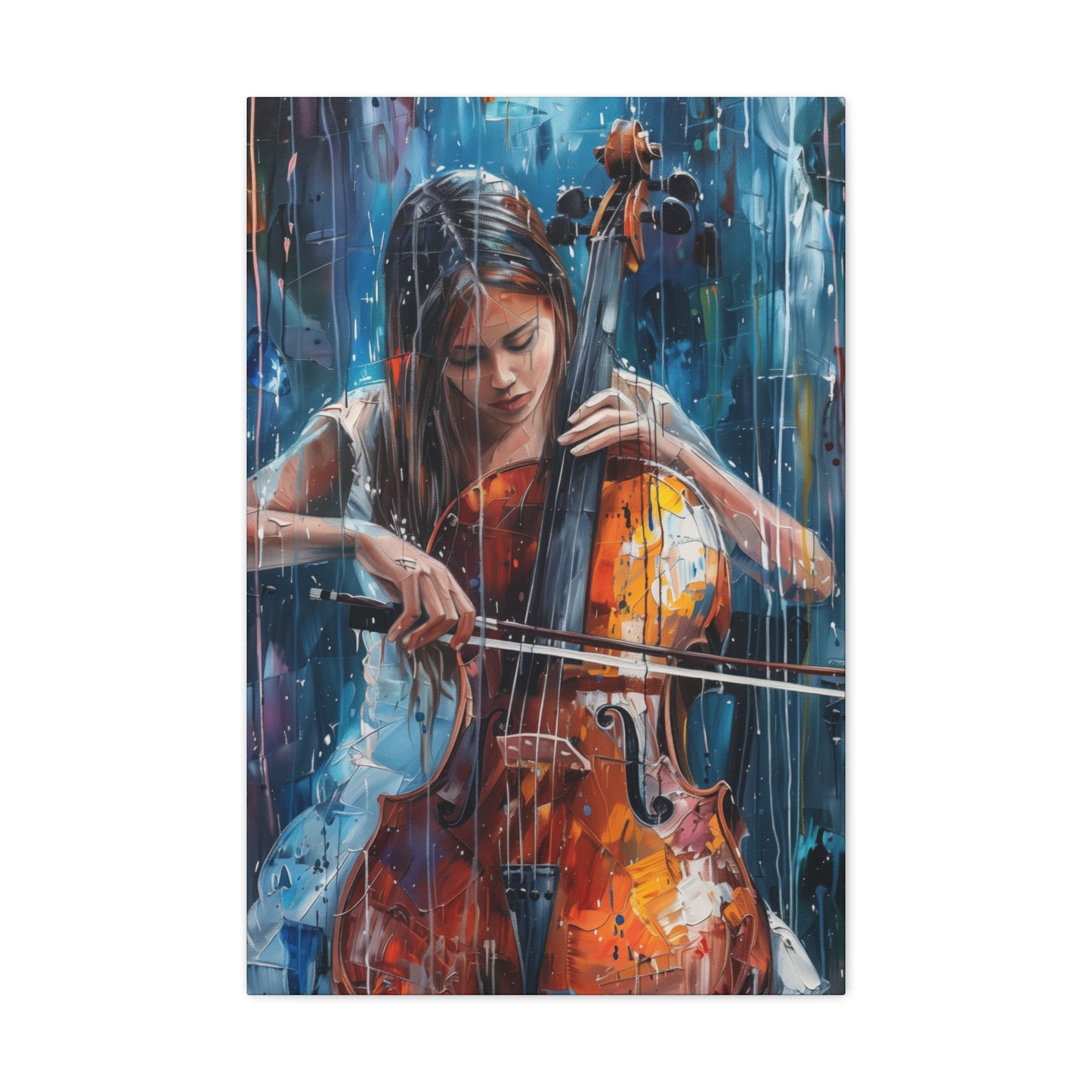 Girl Playing Guitar - Digital Oil Painting Canvas Gallery Wraps