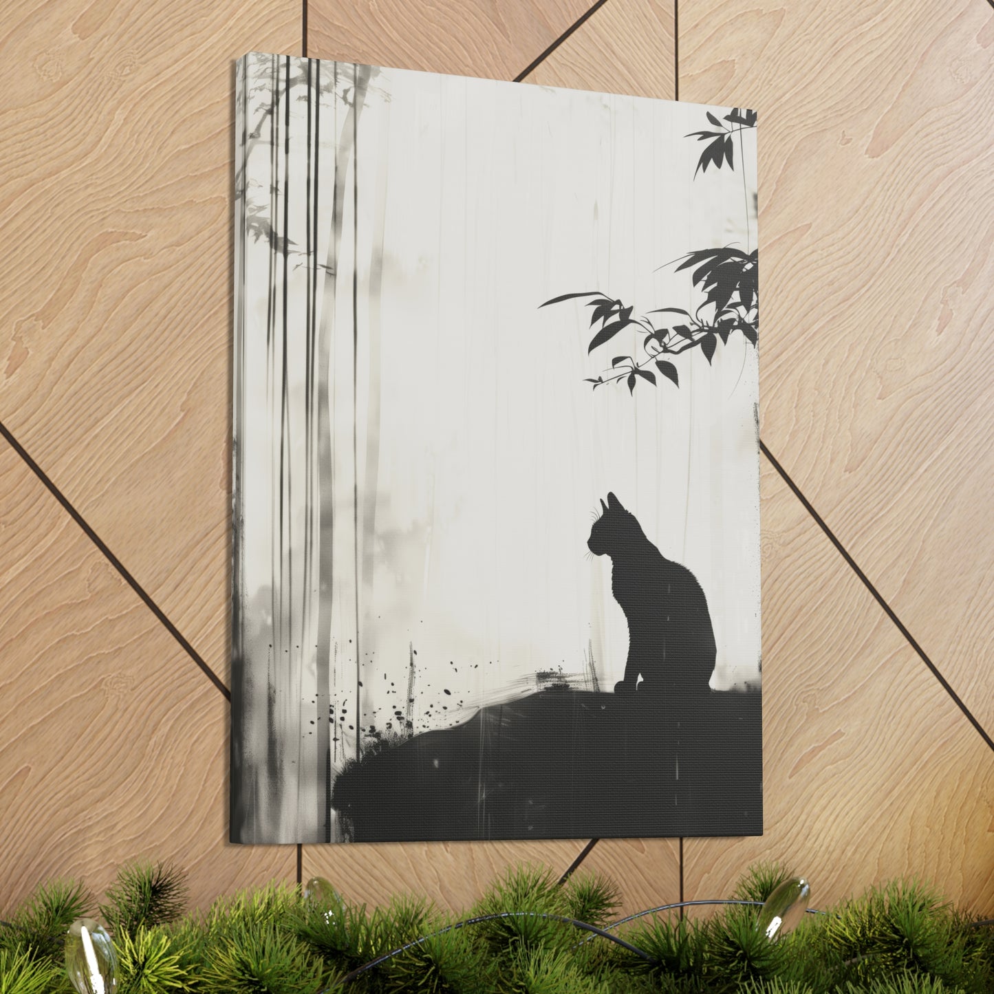 Black Cat Digital Illustration Canvas Gallery Wraps