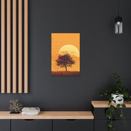 Tree in a Golden Sunset Digital Illustration Canvas Gallery Wraps