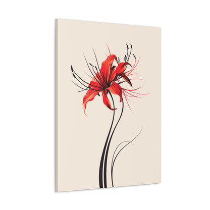 Red Spider Lily Flower Digital Illustration Canvas Gallery Wraps