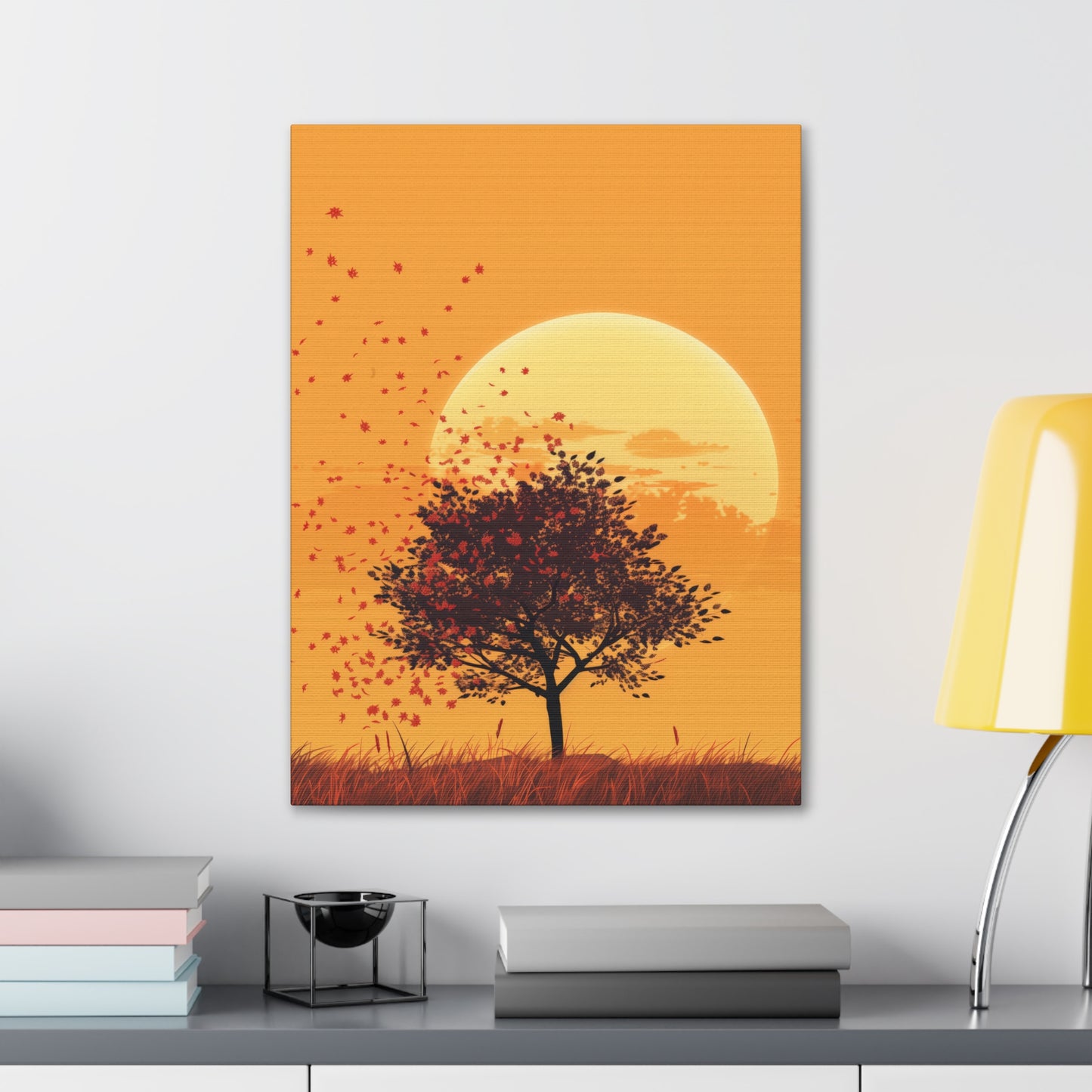 Tree in a Golden Sunset Digital Illustration Canvas Gallery Wraps