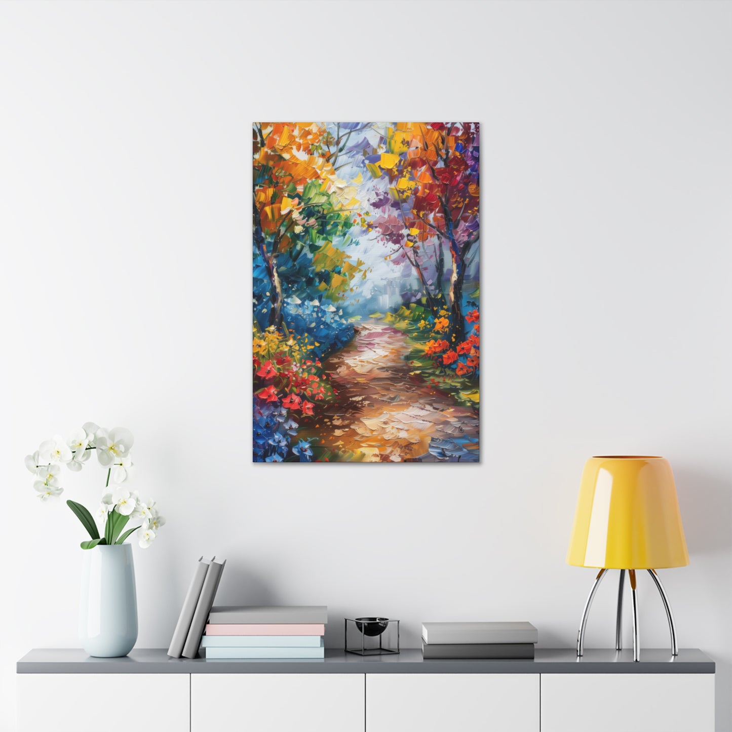 Road Through Autumn Flower Forest - Leonid Afremov Oil Painting Canvas Gallery Wraps