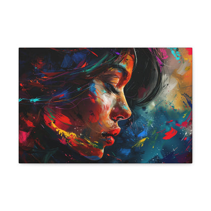 Beautiful Girl Face - Colorful Impressionist Style Digital Art Canvas Gallery Wraps