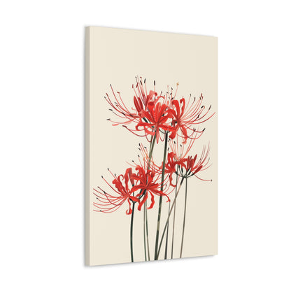 Red Spider Lily Flower Digital Illustration Canvas Gallery Wraps