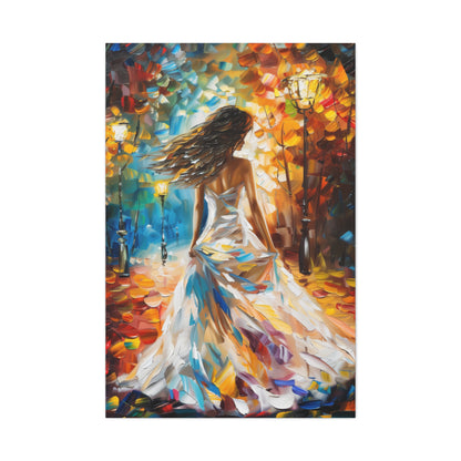 bride walking in street - Leonid Afremov Style Digital Print Canvas Gallery Wraps