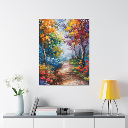 Road Through Autumn Flower Forest - Leonid Afremov Oil Painting Canvas Gallery Wraps