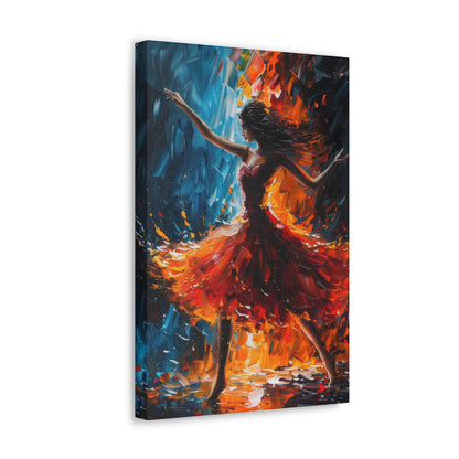 girl with orange dress dancing in rain - Leonid Afremov Style Digital Print Canvas Gallery Wraps