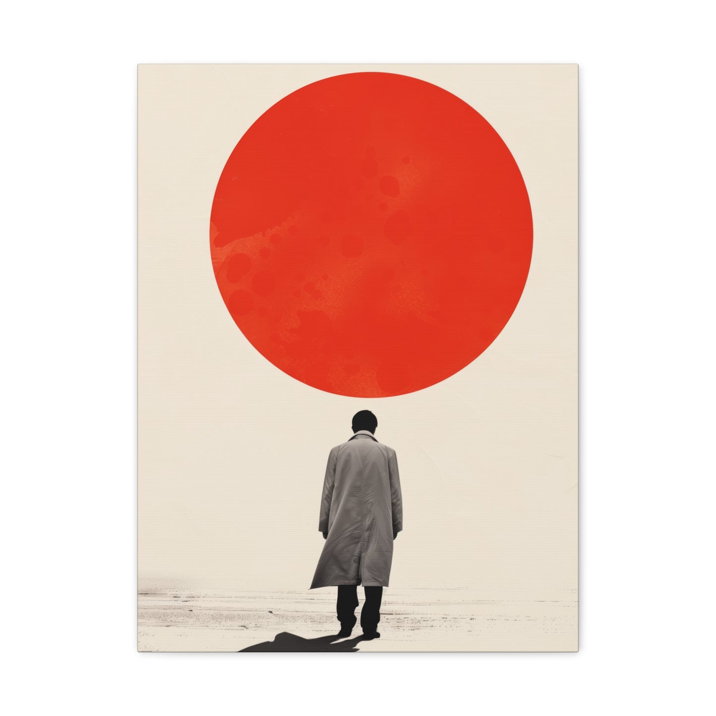 Man walking to red circle  - Takeshi Kitano Style Digital Illustration Canvas Gallery Wraps