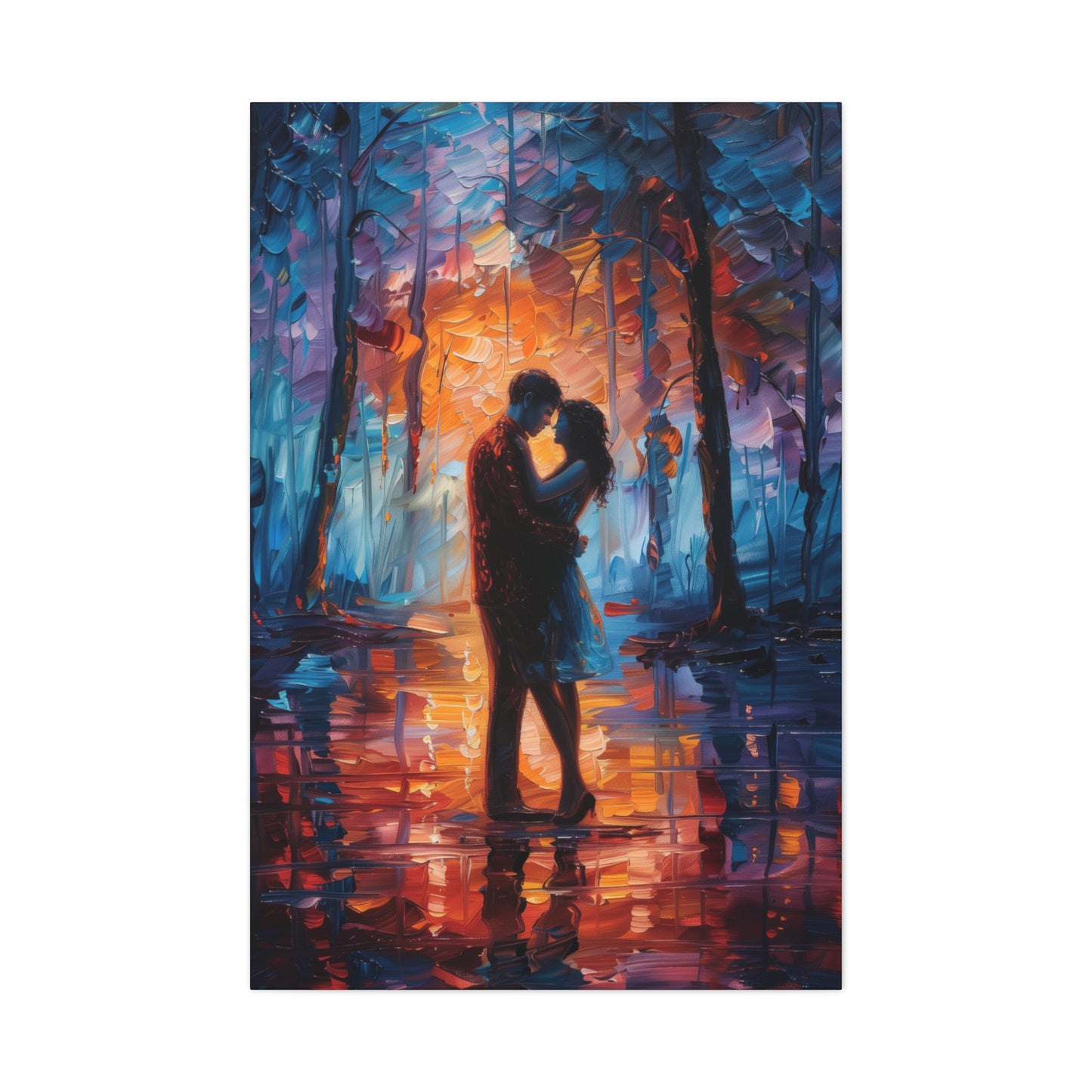 Couple - Leonid Afremov Style Digital Oil Painting Canvas Gallery Wraps