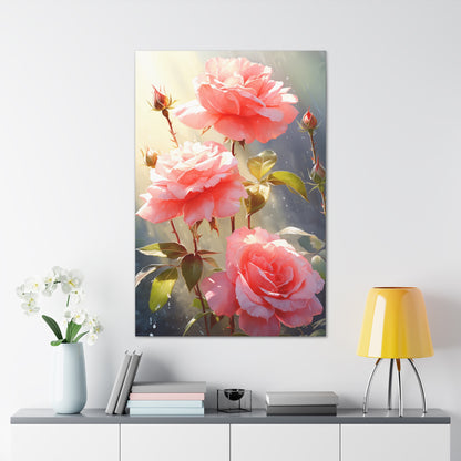 Rose Flowers - Watercolor Painting Digital Illustration Canvas Gallery Wraps